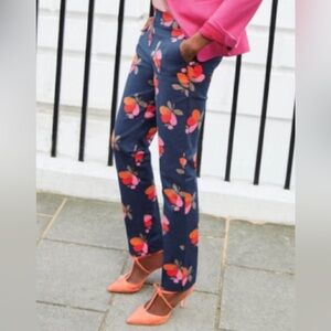 Boden Blue Floral Trousers Career Maximalist plus size tall